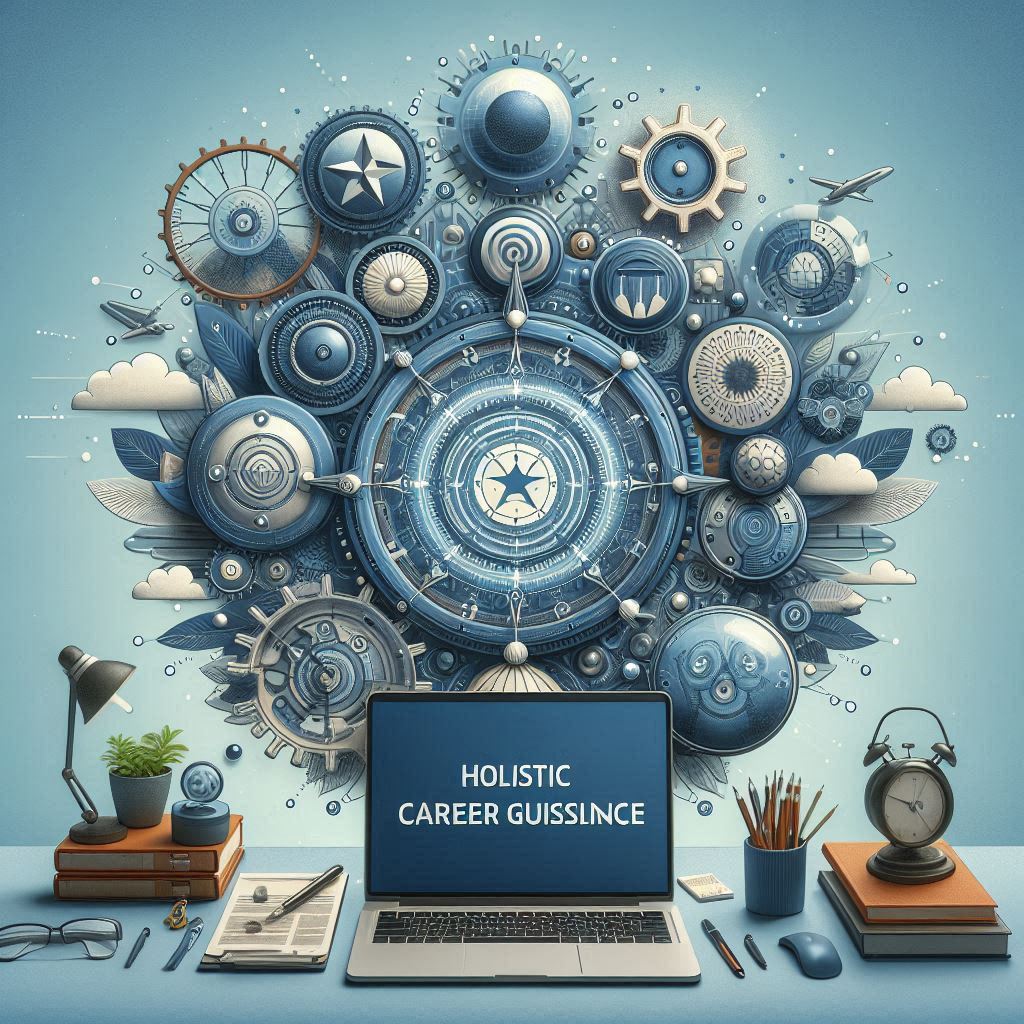 Holistic career guidance by staffing agencies, showcasing career counseling, resume building, and interview preparation